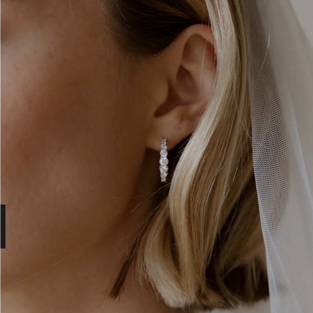 UNTAMED PETALS BY AMANDA JUDGE Silver Crystal Hoop Earrings